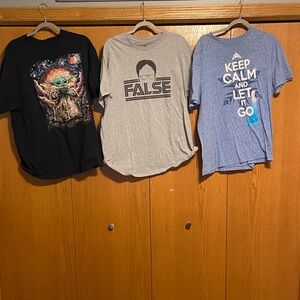 Graphic T-Shirt Trio - Black, Gray, Blue